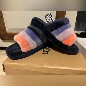 UGG Fluff Yeah Slide Starry Night Multi Sheepskin size US 8
